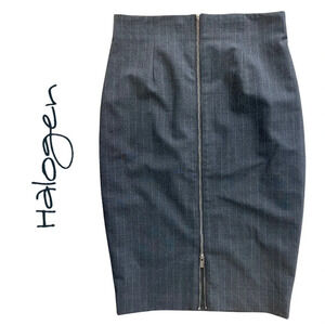 🛍️3/$40 Halogen Skirt  Full Length Zipper Grey Pinstripe Pencil Skirt Size 6